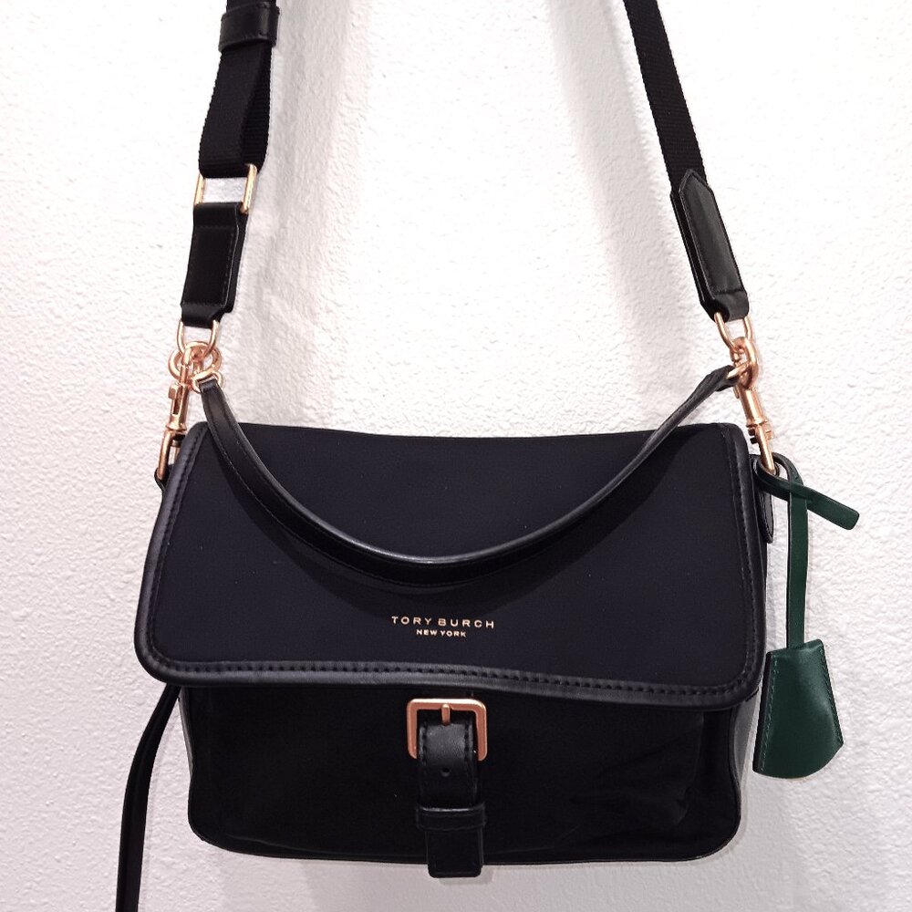 Tory Burch Black Crossbody with Gold Hardware and Green Tag - Picture 2 of 15